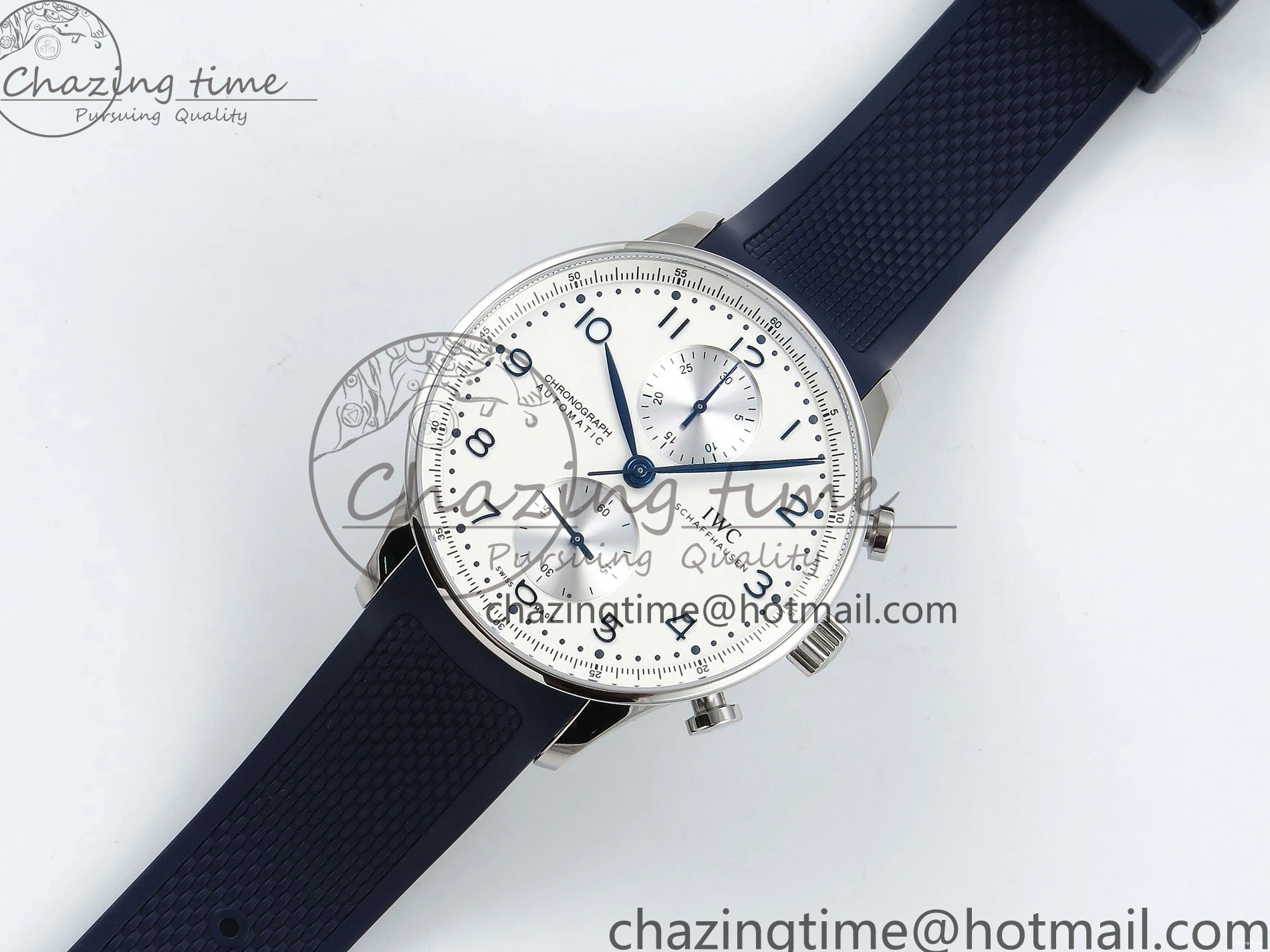 MIROTIME 0511 Casual Portuguese Chrono IW3716 Z+F 1:1 Best Edition White Dial on Blue Rubber Strap A 7016